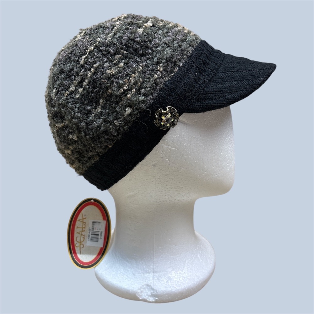 Scala Pronto NEW Women's Knit Newsboy Cap with Decorative Button One Size‎